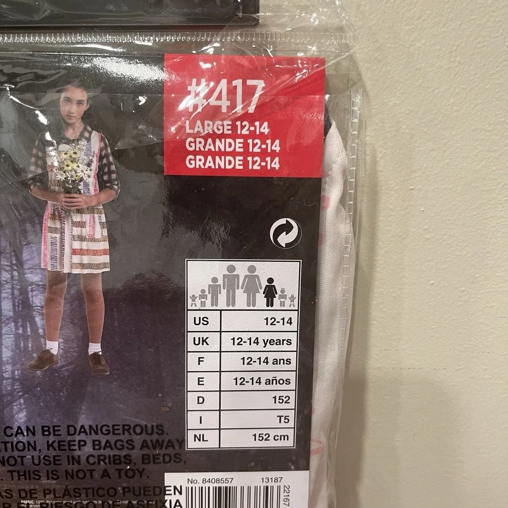 Stranger Things Eleven Costume Child L 12/14 Dress Netflix Halloween Cosplay NEW